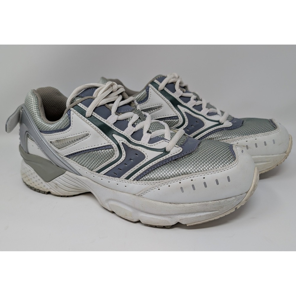 Apex X532 Womens 10 Wide Walking Sneakers White Silver Grey Slip Resistant NICE